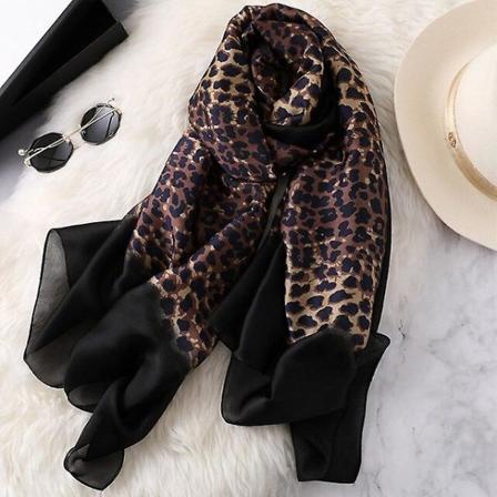2020 Spanien Mode Ombre Sexig Leopard Sidenscarf Sjal Print Mjuka sjalar Wraps Vinterhalshalsdukar Pashmina Hijab Stole 2