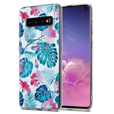 Skal till Samsung Galaxy S10 4G Fodral TURTLE LEAVES Fodral Skydd Silikon TPU Blommig plånbok