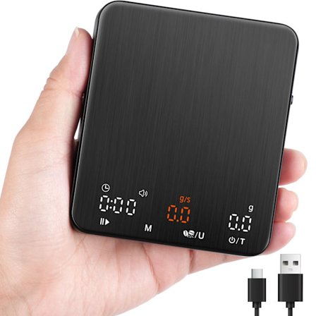 2025 Senaste Modell Mini Espresso Kaffevåg med Timer & Flödeshastighet, 2kg/0.1g Precision Digital Kaffevåg, Portabel Espresso Våg Uppladdningsbar