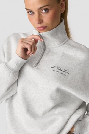 ICANIWILL - Everyday 1/4 Zip Crewneck Print White Melange - Dames - sportkleding van ICIW