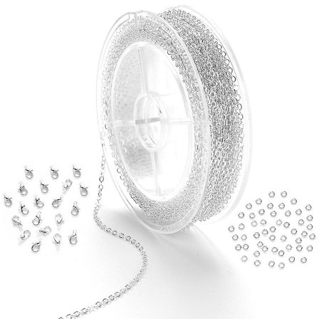 Link-ketju Kelo Bulk 4mm Hyppyrenkailla ja Hummerilukkoilla Käsityö DIY Kaulakoru Korujen Valmistukseen S