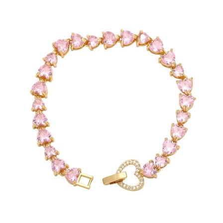 Armband Vintage Zirkon Hjärta Stud Mode Smycken Ac9505 Pink