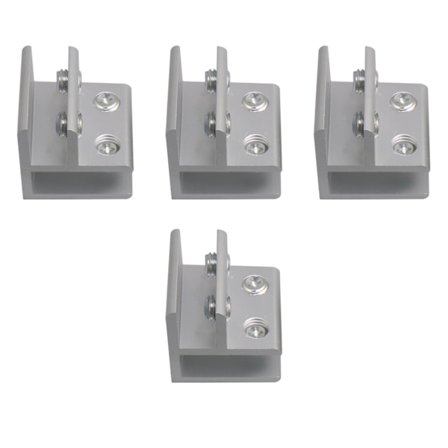 4 X Aluminium 90 Grader 8-12mm Glasklemme Til Glasskab Skab--