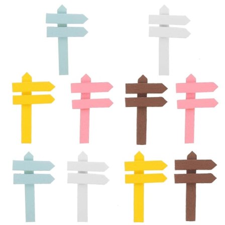 10 stk. Træskilt Mini Vejskilt Plakette Ornamenter Kunstig Mikro Landskab Miniature Dekorationer Plante Ornamenter til Dukkehus Landskabsartikler