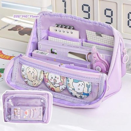 ING Penalhus - Rummelig og Aftagelig Penalhus - Let og Holdbart - Oxford Stof - Lilla