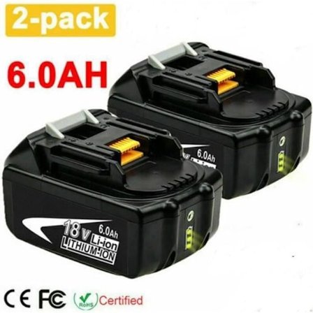 Pakke med 2 batterier til Makita BL1860 BL1850B BL1850 BL1845 LXT 18V 6.0Ah Li-Ion BL1840 BL1830
