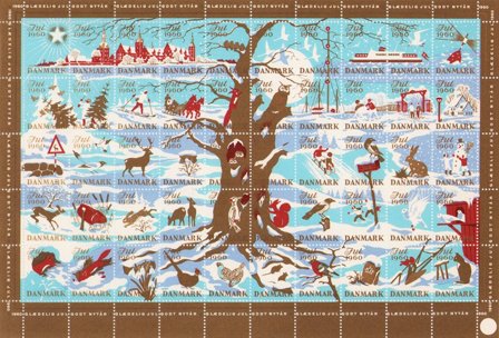 Danmark - Julemærkeark 1960 - Takket - Ufoldet
