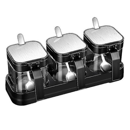 Glas Opbevaringskrukker Krydderibeholdere Sæt Med Låg i Rustfrit Stål