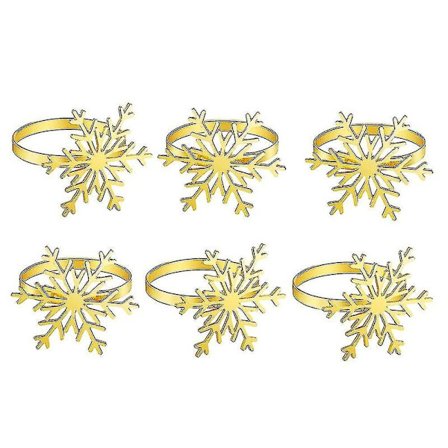 Snöflinga Servettringar Kompatibla Med Julbordsdekoration (Guld) Hy