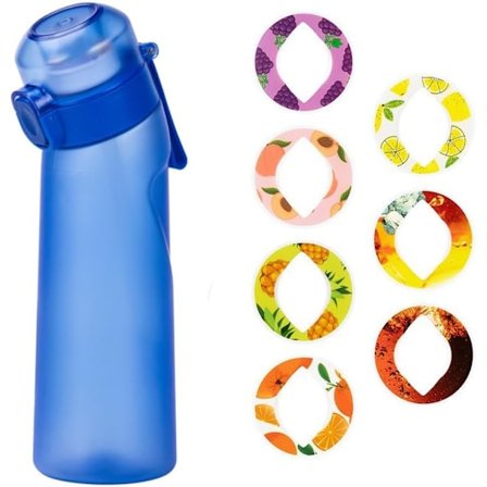 Vattenflaska med Doftkapslar, 650ml Dryckesflaska med 7 Fruktkapslar, med Sugrör (Slumpmässiga Doftkapslar)