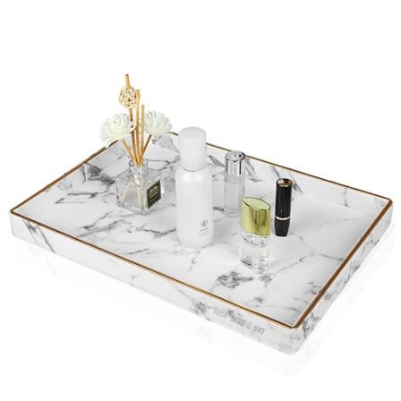 Fruktskål - TD - Marmor - Läder - 40,5x28,5 cm - Lätt lyx