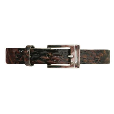 Svart/brunt 20mm damskärp i kalvläder 85 cm (midjemått)