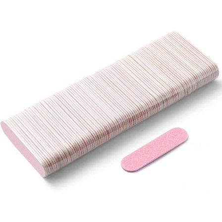100 stk. Mini Neglefile, Engangs Professionelle Neglefile, Finger, Egnet til Hjemme- og Salonbrug 180/240 Grit, Pink