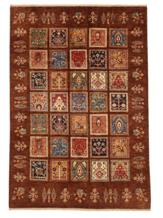 Annodato A Mano Shabargan Tappeto 174X250 Di Lana Rosso Scuro/Nero