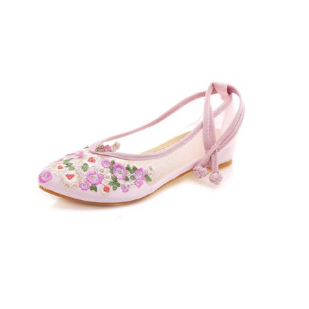 Retro Etniska Lågklackade Platta Skor (rosa 37)