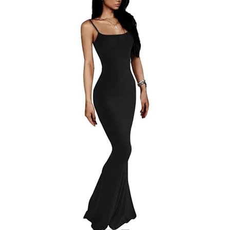 Dam Lounge Spaghettiband Maxi Klänning Elegant Enfärgad Ärmlös Bodycon Klänning för Strandfest
