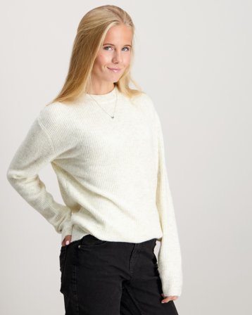LMTD NLMKLEAVE LS O-NECK KNIT Hvid Trøjer Pige - Kids Brand Store