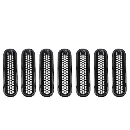 7 stk. sort bil front kofanger mesh grill passer til Jeep Wrangler JK 2007-2017