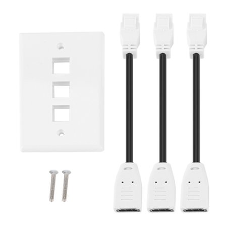 HDMI Koblingsdeksel Audio Video HDTV Veggpanel med Kabel (3 HDMI)