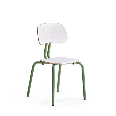 Klassenzimmerstuhl YNGVE, 4 Beine, grün, weiß, H 460 mm