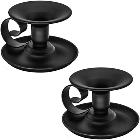 2-delat Ljusstaksset med Handtag och Bricka, Metalljusstake, Vintage Metalljusstakar, Vintage Smidesjärn Ljusstake med Handtag, Ljushållare