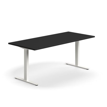 Desk QBUS, straight, 1800x800 mm, T-frame, white frame, black