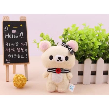 1st Kawaii Stående 11CM Lover Rilakkuma Bear Plysch fylld LEKSAK Mjuk figurdocka Nyckelring Design Hänge Charm LEKSAK 11cm 1