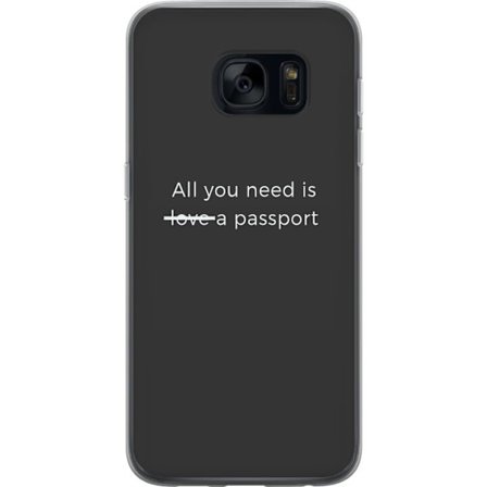 Kompatibelt Gjennomsiktig deksel til Samsung Galaxy S7 Minimalistisk typografisk plakat med sitatet "alt du trenger er et pass". Stilren grå design,