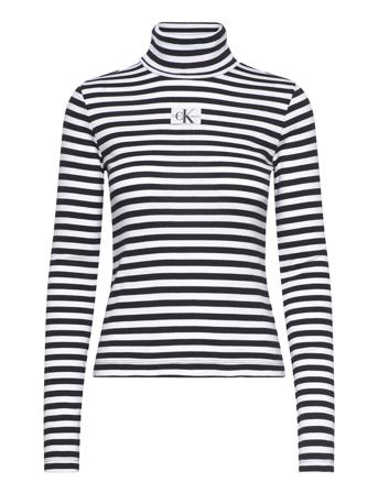 Striped Roll Neck Høyhalset Pologenser Svart Calvin Klein Jeans*Betinget Tilbud