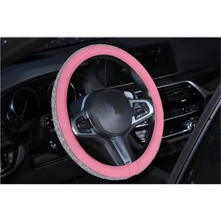 (2-Färgglad diamant) Mode Färgglad Borr Silver Diamant Strass Kristall Bil Ratt Skydd PU Läder Biltillbehör Fodral Bil Styling