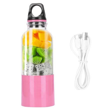 500ML elektrisk juicepress Bärbar Grönsaker Fruktjuicemaskin Automatiskt verktyg USB Uppladdningsbar Smoothie Mixer Flaska Rosa 500ML