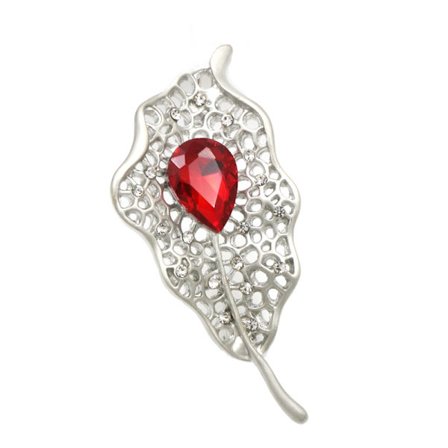 Brosch Kristall Blad SILVER/GULD