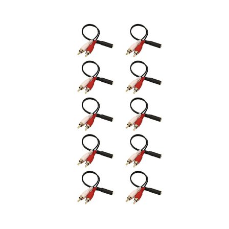 3,5 mm hona till 2 RCA hane stereo Y-kabel 10-pack, guldpläterad adapter för TV, smartphone, MP3, surfplatta, högtalare