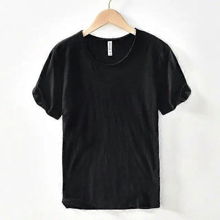 Retro T-shirt med rå kant til mænd 100% bomuld Letvægt Åndbar Slim-fit Monokromatisk O-hals Casual Basic Top