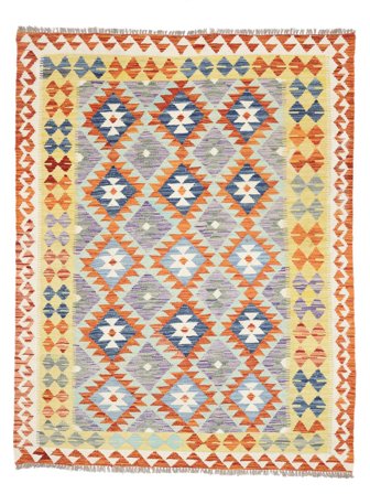 Handgewebt Kelim Afghan Old Stil Teppich 157X203 Beige/Grau