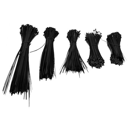 Sort nylon kabelbindere lynlås sæt med 5 engangs ledningsfastgørelser organizer