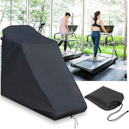 Treadmilldeksel som ikke kan foldes, vanntett beskyttende deksel for tredemølle, egnet for innendørs eller utendørs, sol- og støvdeksel (svart)