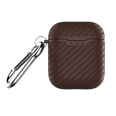 Carbon Fiber Texture Case Med Krok För Air_sPods - Brun Brun Brun