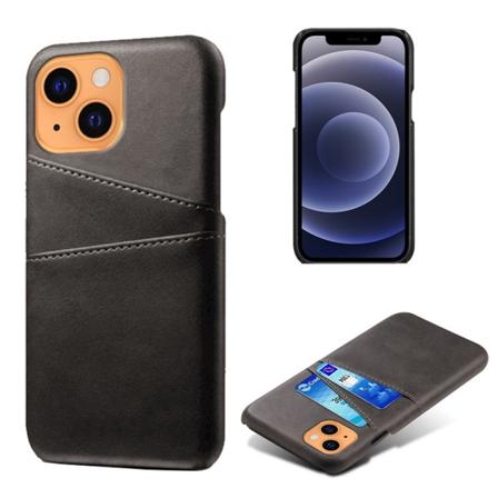 Nahkakuori korttipaikoilla iPhone 13 Mini Musta