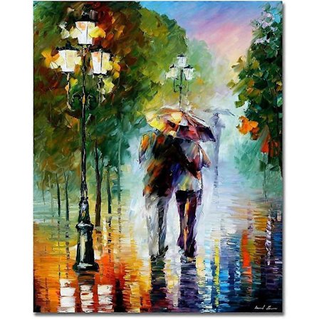 Ramlösa målade digitala oljemålningar för vuxna barn för avancerade nybörjare - promenader i regnet 16 * 20 tum