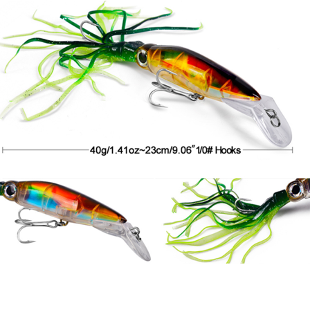 Floating Octopus Lure Lure Skin Artificiell Hård Wobbler Lång B