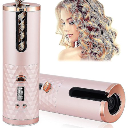 Trådløst Automatisk Hårkrøllejern Bærbar Ledningsfri Krøllejernstav Med LCD-farvepink