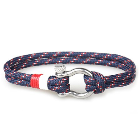 Marine Blue Fabric Armbånd Rope Mænds Label Metal Buckle