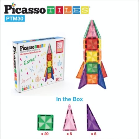 Picasso-Tiles 30 deler MINI Natur