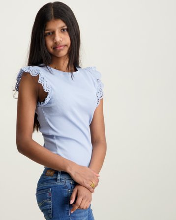 Kids ONLY KOGDREA LIFE S/S TOP JRS Blauw Tops/blouses Meisjes - Kids Brand Store
