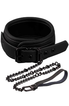Fetish Black Shadow Collar With Leash Bondage Halsband & Koppel - Blushme.se