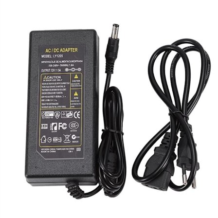 12V 5A Strømforsyning, AC 100V-240V til DC 12 Volt 60W Transformer med EU-stik, 12V Adapter til 5050 3528 LED-strimler, LED-lys