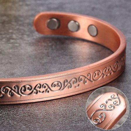 Ren Koppar Magnetarmband Fördelar 8.3mm Justerbar Manschett Koppar Magnetarmband Artritsmärta