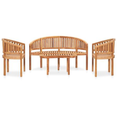 Vidaxl Loungeset För Trädgården 4 Delar Bananformad Massivt Teak Brun