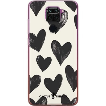 Kompatibelt Mobildeksel til Xiaomi Xiaomi Redmi Note 9 Cactus and Friends - Bold Black Love Pattern